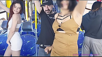 A Seductive Woman Was Touched And Satisfied On A Packed Bus!