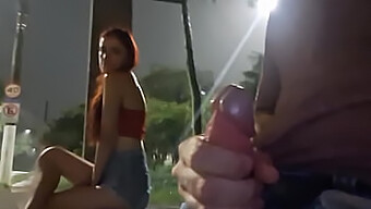 Emely'S Daring Public Masturbation With A Stranger At A Bus Stop