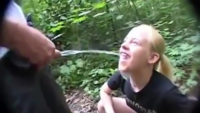 Blonde German Slut Gets Her Mouth Filled With Cum And Piss