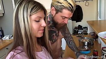 Homemade Video Of A Young Couple Cooking Dinner