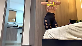 Spy Cam Video Of A Curvy Latina Getting Ready For The Gym In Her Workout Gear