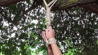 Woman Strips And Whips Herself In The Open Air