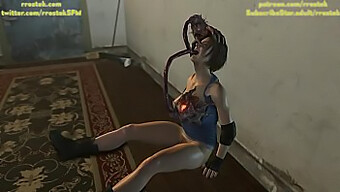 Jill Valentine Står Over For En Monstrøs Trussel I Resident Evil Animeret Hentai