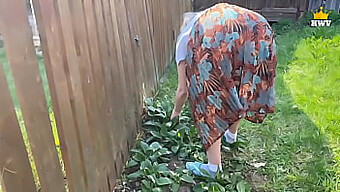 A Mature Wife Gets Stuck In A Fence And Her Neighbor Helps Her Have Sex