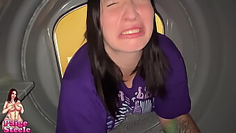 Wet And Horny: A Brunette Gets Stuck In A Dryer