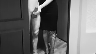 Teen In Stockings Enjoys A Skilled Mistress' Handjob