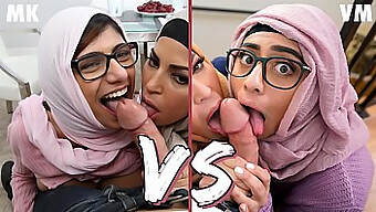 Big Tits And Big Cock In A Threesome With Mia Khalifa And Violet Myers