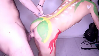 Kinky Couple Enjoys Painting Each Other Nude