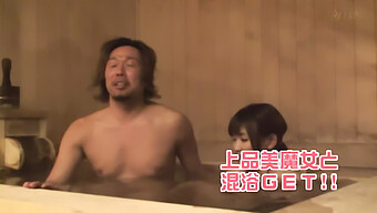 Japanese Wife And Husband'S Steamy Encounter In Open-Air Baths!